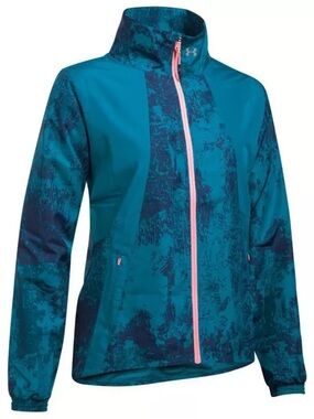 Under Armour Teal Blue Printed Full-Zip Windbreaker | Women's XS